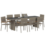 Garden Dining Set 9 pcs Grey Poly Rattan 3365415