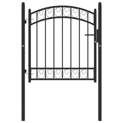 ZNTS Fence Gate with Arched Top Steel 100x100 cm Black 146368