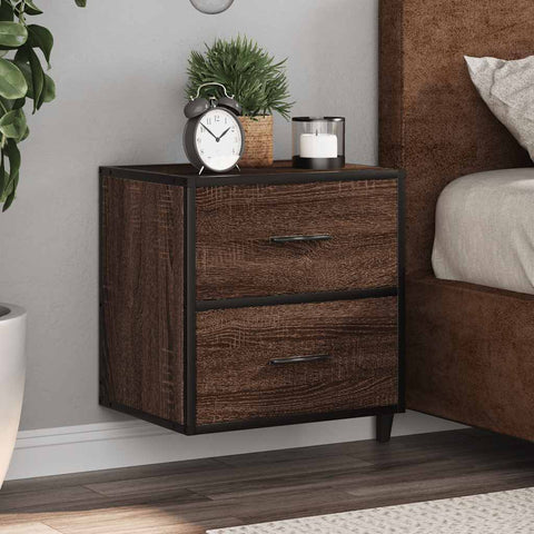 ZNTS Wall-mounted Bedside Cabinets 2 pcs Brown Oak 40x31x39.5 cm 848733