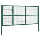 Garden Fence Gate with Posts 350x140 cm Steel Green 142571