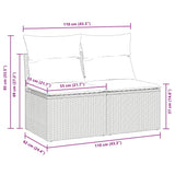 2 Piece Garden Sofa Set with Cushions Beige Poly Rattan Acacia 3325234