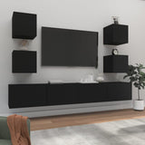 TV Cabinet Set Set of 6 Black Engineered wood Standard 3114263