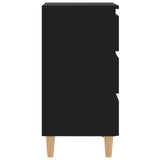 Bed Cabinet with Solid Wood Legs Black 40x35x69 cm 805889