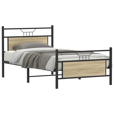 Bed Frame without Mattress Sonoma Oak 107x203 cm Engineered Wood 4106806