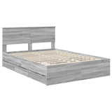 Bed Frame with Drawer Grey Sonoma 140 x 190 cm Engineer Wood 3407982