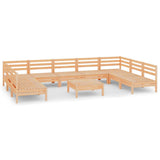 10 Piece Garden Lounge Set Solid Wood Pine 3083419