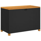 Garden Storage Box Black 110x55x63 cm Poly Rattan Acacia Wood 366285