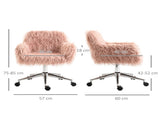 Faux Fur Desk Chair, Rolling Swivel Makeup Chair with Adjustable Height, Armrets for Home Office, T3398P551669