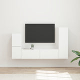 TV Cabinet Set Wall-mounted 4 pcs White Engineered Wood 3409024