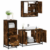 ZNTS 3 Piece Bathroom Furniture Set Smoked Oak Engineered Wood 3301042