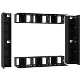 TV Cabinet Set Wall-mounted 10 pcs Black Oak Engineered Wood 3393151