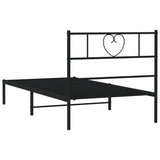 Metal Bed Frame without Mattress with Headboard Black 80x200cm 355454