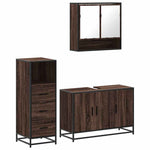 ZNTS 3 Piece Bathroom Furniture Set Brown Oak Engineered Wood 3301044