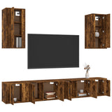6 Piece TV Cabinet Set Smoked Oak Engineered Wood 3188691