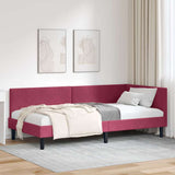 Corner Bed Frame with Headboard Wine Red 90 cm x 190 cm Velvet 42016220