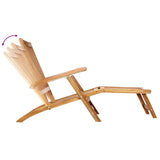 Folding Deck Chair with Table Natural Solid Teak Wood 42030521