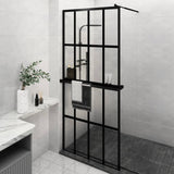 ZNTS Walk-in Shower Wall with Shelf Black 100x195 cm ESG Glass&Aluminium 3185467