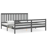 Bed Frame without Mattress Grey 200x200 cm Solid Wood 3194268