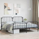 ZNTS Metal Bed Frame with Headboard and Footboard Black 200x200 cm 373912