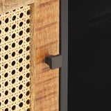 TV Cabinet 90x30x40 cm Rough Mango Wood and Natural Cane 323144