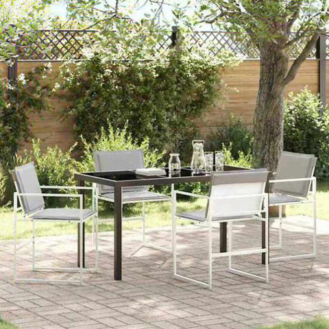 Garden Dining Set Folding 5 pcs White Textilene and steel 3379336