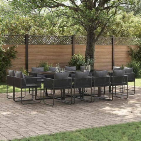 Garden Dining Set 13 pcs Black Steel 3335885
