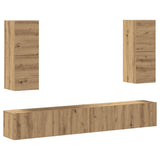 4 Piece TV Cabinet Set Wall-mounted Artisan Oak Engineered Wood 3329018