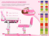 Kids Study Desk and Chair Set w/ Adjustable Height, Storage, Drawer, Pink T3398P347708