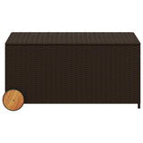 Garden Storage Box with Wheels Brown 190L Poly Rattan 365325