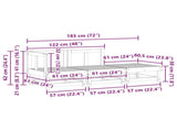 Sectional Sofa Units Wax Brown 183 x 61 x 62 cm Solid Pine Wood 865421