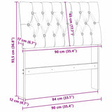 Upholstered Headboard Light Grey 90 cm Solid Pine Wood 879363