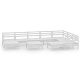 10 Piece Garden Lounge Set Solid Wood Pine White 3083030