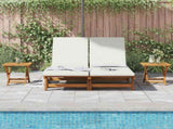 Sun Lounger Reclining Cream White Solid Acacia Wood 3407699