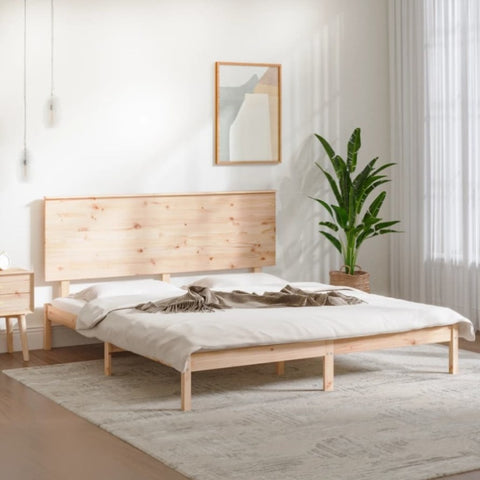 ZNTS Bed Frame without Mattress 150x200 cm King Size Solid Wood 3104808