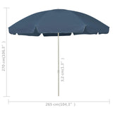 Beach Parasol Blue Polyester Large UV-resistant materials 314708