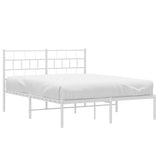 Metal Bed Frame without Mattress with Headboard White 140x200cm 355709