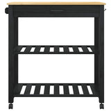 Kitchen Trolley MONZA Black 84 x 40 x 88.5 cm Solid Pine Wood 42027038