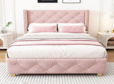 Upholstered bed,Single Bed-3ft ,With slatted frame and headboard, Button Rivet N606P243925P
