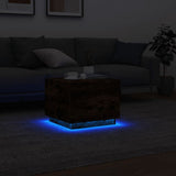 Coffee Table with LED Lights Smoked Oak 50x50x40 cm 839872