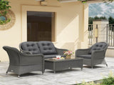 Four-Piece Rattan Sofa Set, with Glass-Top Table - Light Grey T3398P318592