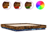 Bed Frame with LED without Mattress Smoked Oak 200x200 cm 3209769