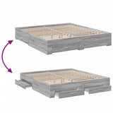 Bed Frame with Drawers without Mattress Grey Sonoma 200x200 cm 3280361