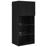 TV Wall Units with LED Black Oak Engineered Wood 3402982