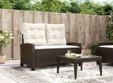 Reclining Garden Bench with Cushions Brown Poly Rattan 368227