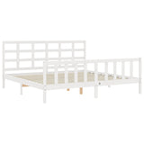 Bed Frame without Mattress White 200x200 cm Solid Wood Pine 3192122