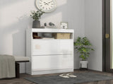 16 Shoe Pair Storage Cabinet, with Flip Doors - High Gloss White T3398P343523