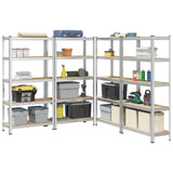 5-Layer Storage Shelves 4 pcs Silver Steel&Engineered Wood 3307591