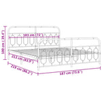 Metal Bed Frame without Mattress with Footboard White 183x213cm 377189