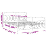 Metal Bed Frame without Mattress with Footboard White 183x213cm 377189