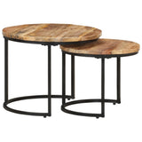 Nesting Tables 2 pcs Rough Mango Wood 337999
